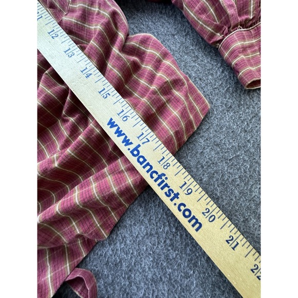 Levis Shirt Womens 1X Dark Red Plaid Shirred Cropped‎ Front Tie Smocked Top New - Picture 4 of 16